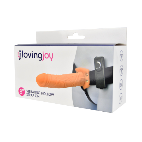 Loving Joy 8 Inch Vibrating Hollow Strap On Vanilla - Image 6