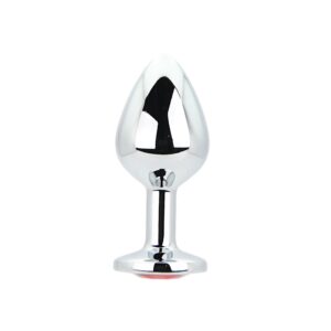Alternative view of Toosh Silver Metal Butt Plug Medium Red Stone