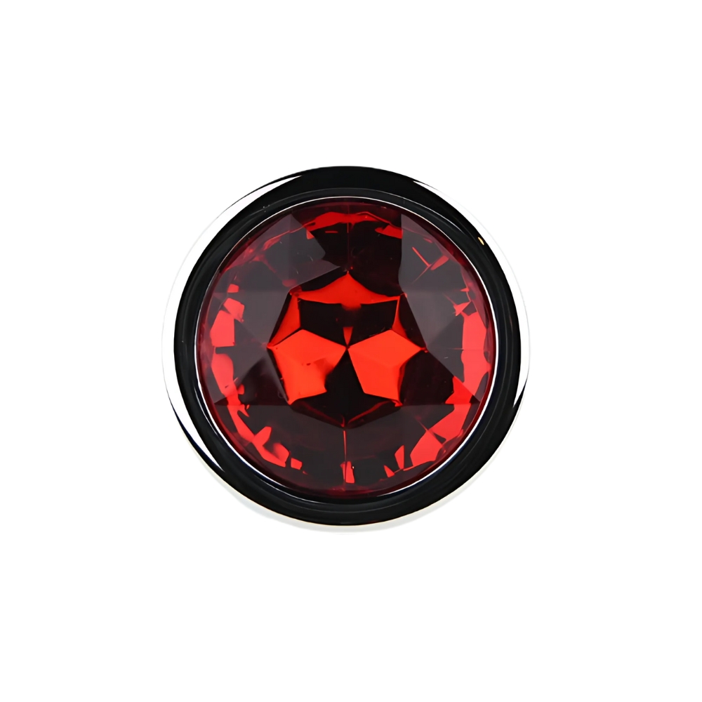 Toosh Silver Metal Butt Plug Medium Red Stone - Image 7