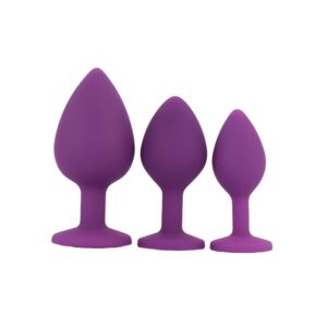 Alternative view of Toosh Silicone Butt Plug Purple Set of 3 Clear Stone
